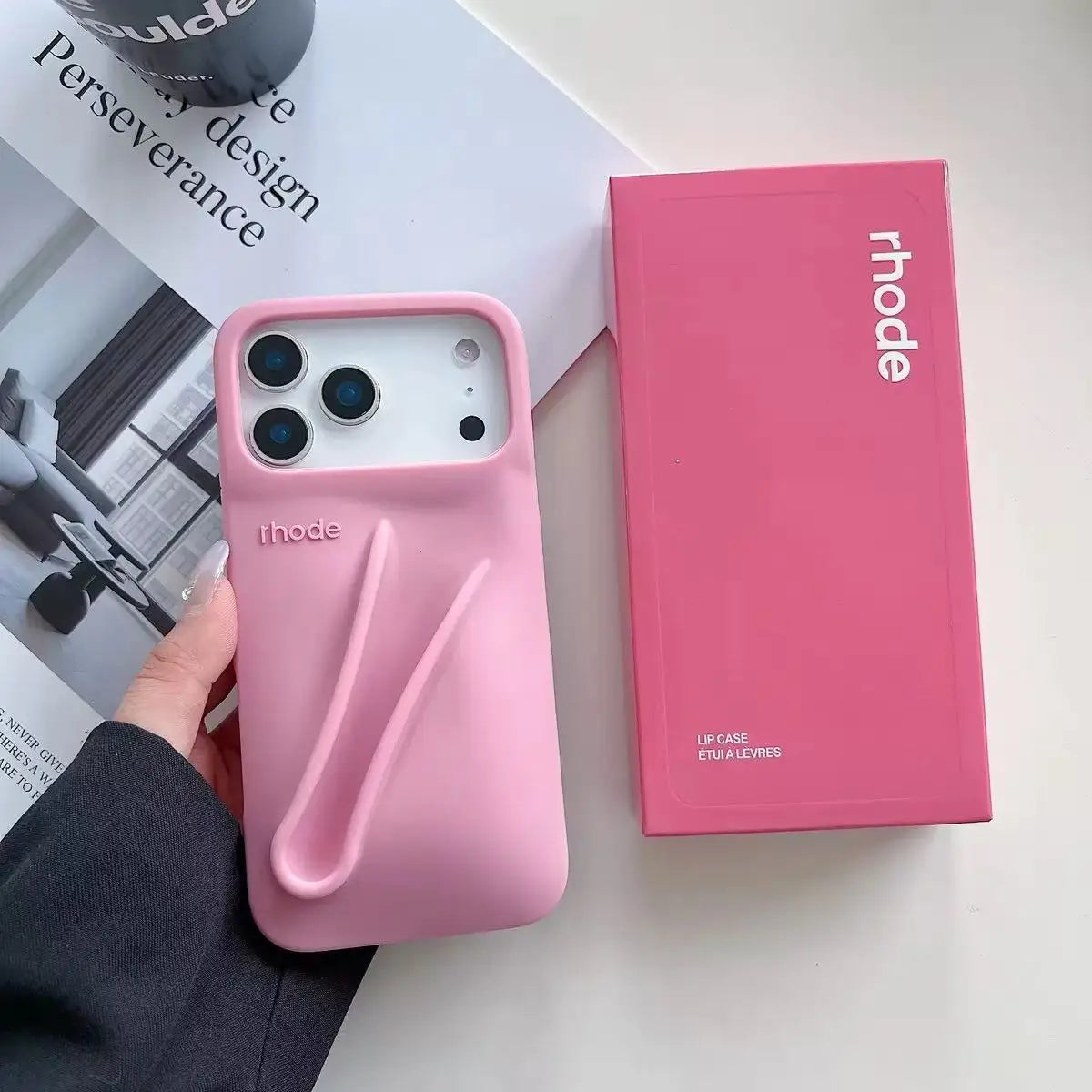 RHODEO riginal quality fashion phone case for iPhone17/16/15/14/13/12 Pro Max, girl phone case, box packaging (without lipstick)