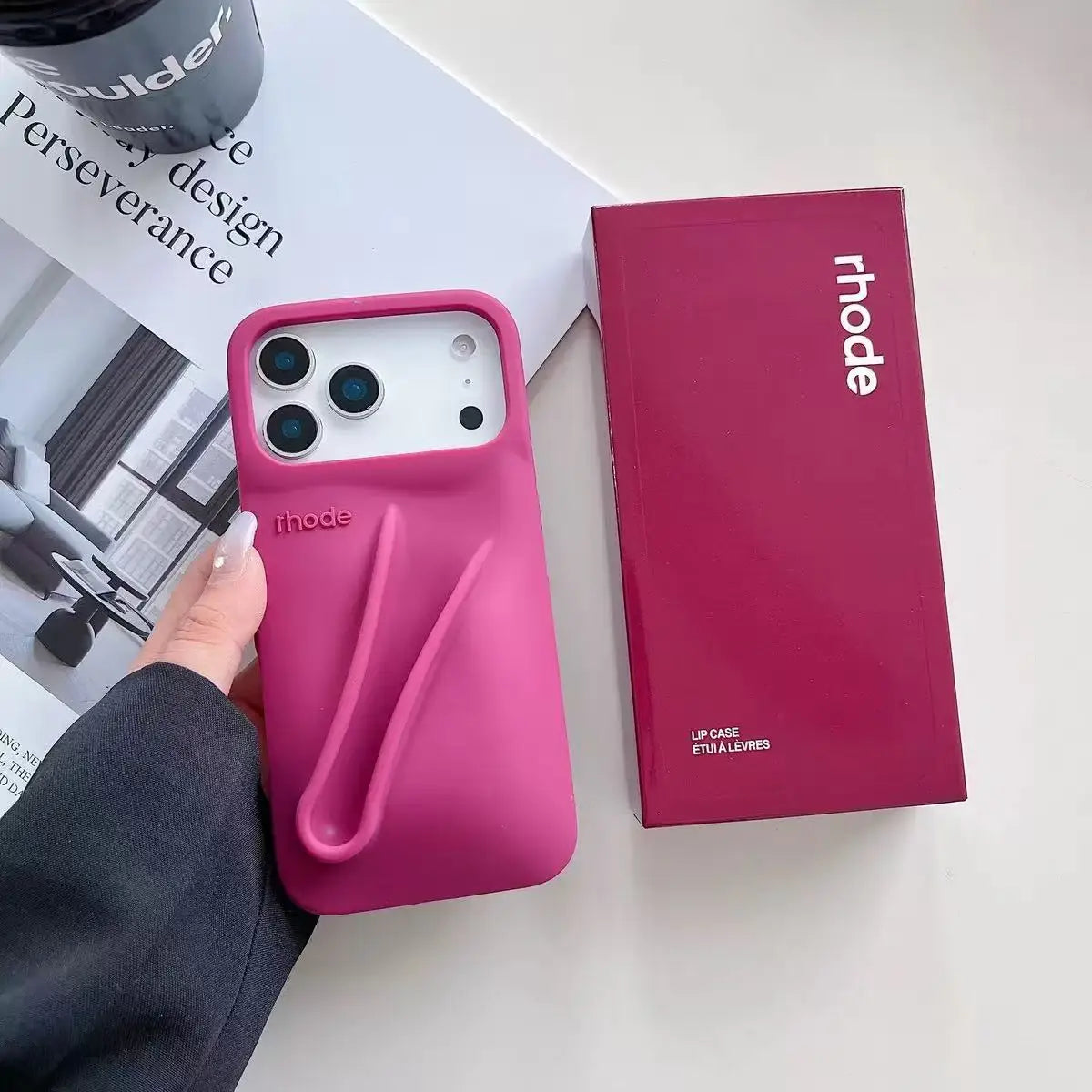 RHODEO riginal quality fashion phone case for iPhone17/16/15/14/13/12 Pro Max, girl phone case, box packaging (without lipstick)