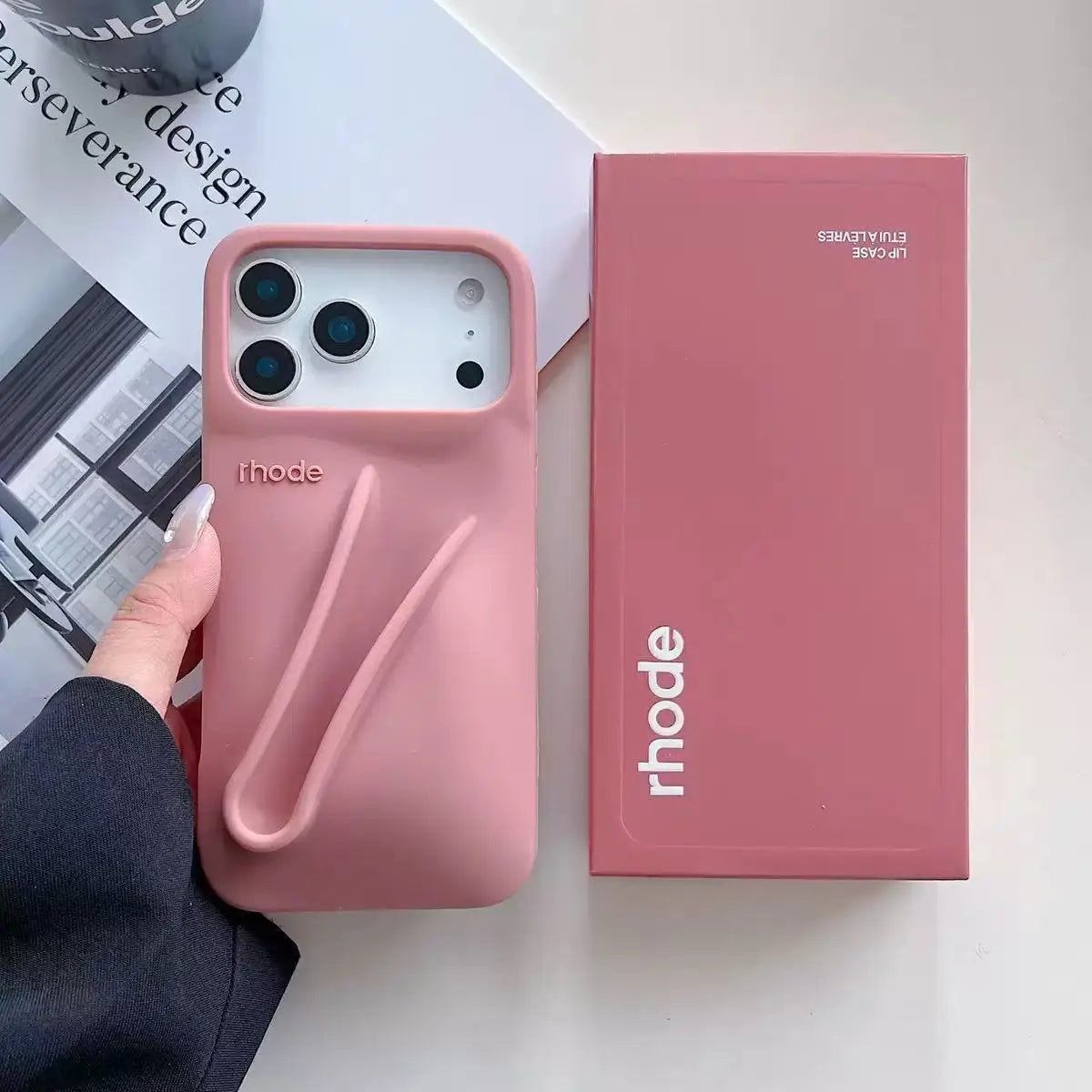 RHODEO riginal quality fashion phone case for iPhone17/16/15/14/13/12 Pro Max, girl phone case, box packaging (without lipstick)