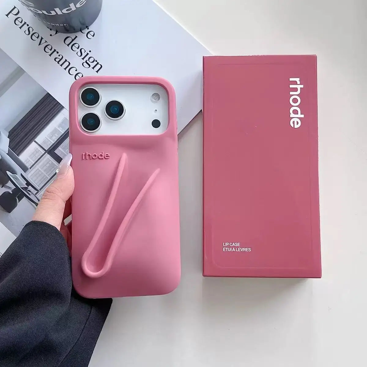 RHODEO riginal quality fashion phone case for iPhone17/16/15/14/13/12 Pro Max, girl phone case, box packaging (without lipstick)